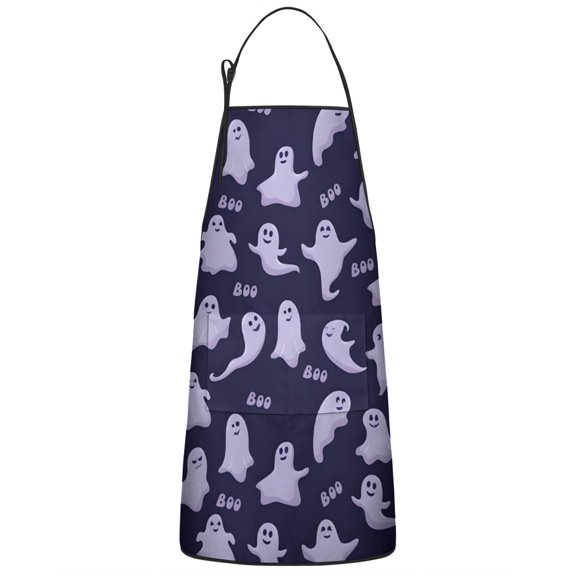 Halloween Ghosts Pattern Apron-Garden Aprons for Women with Pockets-Cotton Linen Waterproof Kitchen Cooking Gardening Aprons Adjustable for Kitchen,Cooking,BBQ and Salon 33"x27"