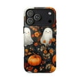 thumbnail image 1 of Halloween Ghosts Phone Case, Cute Ghost and Pumpkin Pattern, Whimsical Fall Art for iPhone 17 16 15 14 13 12 11, 1 of 6