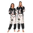 thumbnail image 1 of Halloween Ghosts Pink Adult Onesie Pajamas Slim Fit Christmas One Piece Suit Pjs for Women and Men Hooded Zipper, 1 of 7