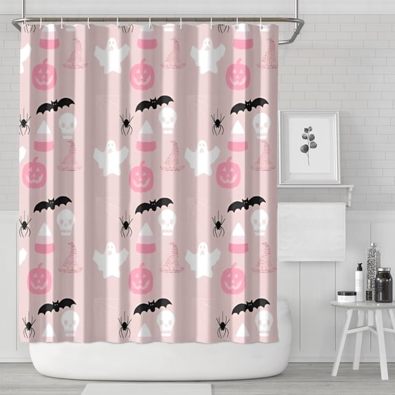 Halloween Ghosts Pumpkins and Bats Shower Curtain 84"x72" ,Bathroom Decorative Shower Curtains Set with 12 Hooks,Modern Waterproof Washable Shower Curtain