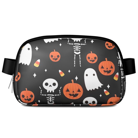 Halloween Ghosts Pumpkins and Skeletons Cute Fanny Packs for Women,Travel Waterproof Crossbody Fanny Bags Waist Purse for Women Anti Theft Adjustable Strap for Running Travel Cycling