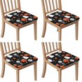 thumbnail image 1 of Halloween Ghosts Pumpkins and Skeletons Seat Covers for Dining Room Chairs Set Of 4,Stretch Printed Washable Chair Seat Cover with Elastic Ties and Button,Removable Waterproof Couch Cushion Covers, 1 of 6
