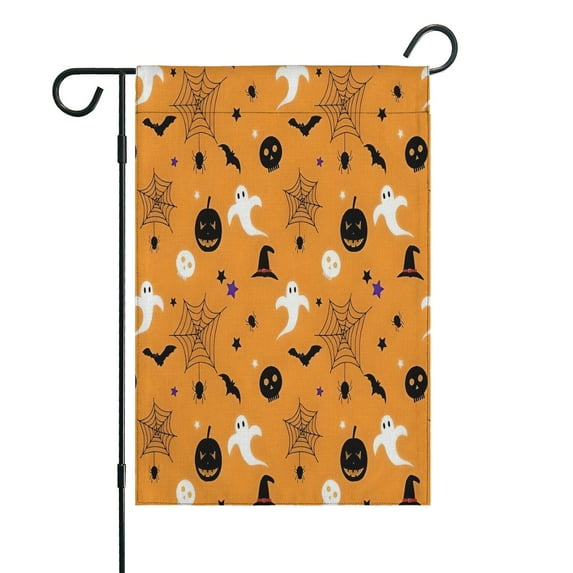 Halloween Ghosts Pumpkins and Spider Webs Fall Garden Flags 12.5"x18" Double Side,Small Yard Flags for Outside,Outdoor Fall Decor,Autumn Funny Garden Flag Yard Decoration