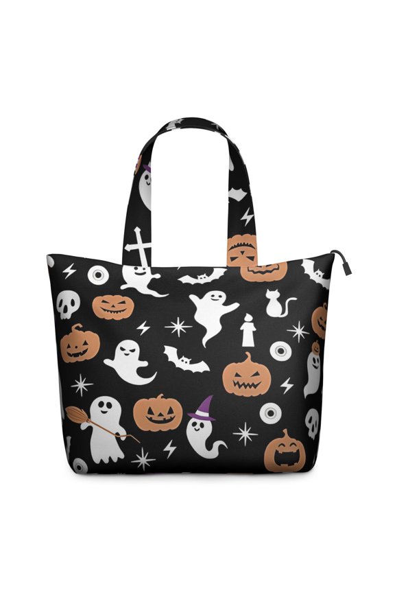Halloween Ghosts Pumpkins and Spooky Icons Travel Tote Bags for Women Carry On,Large Weekender Bags for Women Travel,Multi Functional Duffle Bag for Work,Shopping,Sports