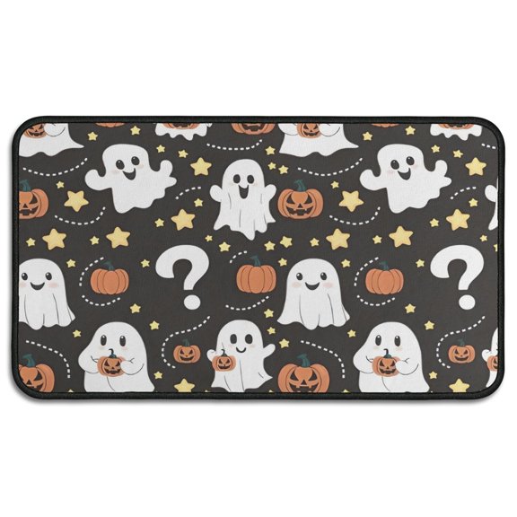 Halloween Ghosts with Pumpkins and Stars Door Rugs,Washable Non Slip Door Mats Indoor,Decorative Door Mats,Entry Mat Indoor for Entrance,Bedroom,Kitchen,Bathroom,30"x17"
