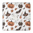 thumbnail image 1 of Halloween Ghosts Pumpkins and Witch Hats Square Fitted Tablecloth with Elastic Edge,Square Table Cover,Washable Elastic Table Cover for Home Kitchen Party Decor 34"x34", 1 of 6