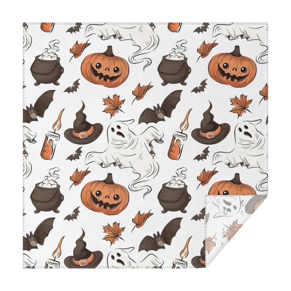 Halloween Ghosts Pumpkins and Witch Hats Square Tablecloth,Waterproof Square Table Cover,Wipeable Spillproof Washable Table Cover for Home Kitchen Party Decor 52"x52"(132x132cm)