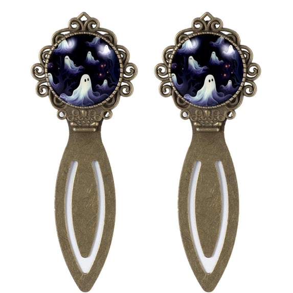 Halloween Ghosts Reading Accessories: Vintage Copper - Set of 2 Stainless Steel Book Markers for Book Lovers and Readers