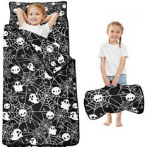 Halloween Ghosts and Skulls in Spider Webs Toddler Nap Mats for Kids Preschool,50"x20" Sleeping Mat Bag or Kids,Toddler Sleeping Bag,Toddler Nap Mat or Daycare