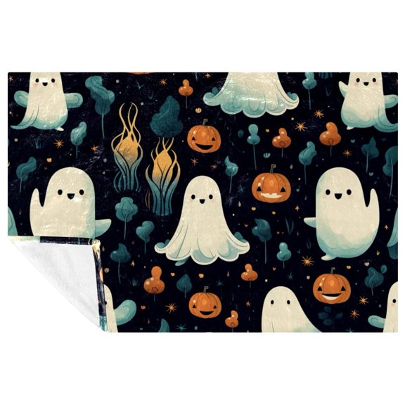 Halloween Ghosts Super Soft Microfiber Throw Blanket - Lightweight Fluffy Blankets for Sofa, Bed, Couch, Office, and Camping