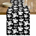 thumbnail image 1 of Halloween Ghosts Table Runner 70 Inches Long Farmhouse Dress Scarves, Fall Horror Spooky Textured Black Dining Tablerunner for Coffee Table/Kitchen Island/Party Décor, 13" x 70", 1 of 8