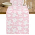 thumbnail image 1 of Halloween Ghosts Table Runner 90 Inches Long Farmhouse Dress Scarves, Fall Horror Spooky Textured Pink Dining Tablerunner for Coffee Table/Kitchen Island/Party Décor, 13" x 90", 1 of 8