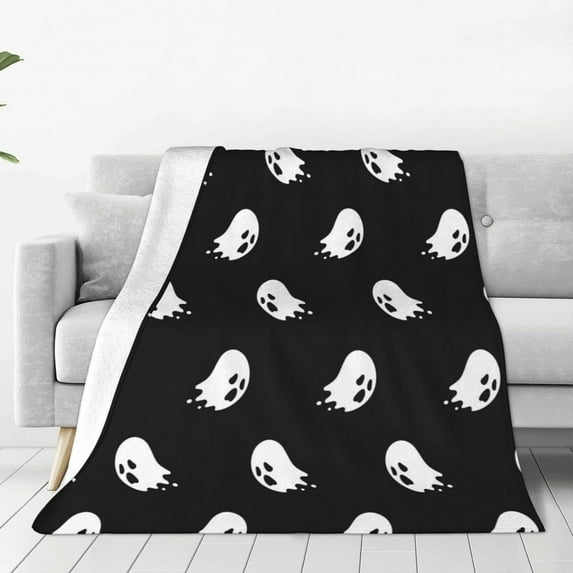 Halloween Ghosts Throw Blanket Cozy Soft Spooky Boo Blanket for Couch Sofa Chair Bed Fuzzy Thermal Fleece Travel Blankets 80 X 60 in Home Holiday Decoratives
