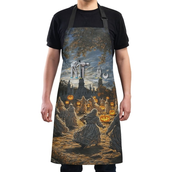 Halloween Ghosts and Pumpkins Chef Kitchen Apron with Pockets for Women Waterproof Aprons for Cooking Baking