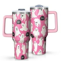 Halloween Ghosts with Boo Tumbler with Handle and Lid,40oz Double Wall Vacuum Insulated Tumbler,Cups Gift for Women and Men