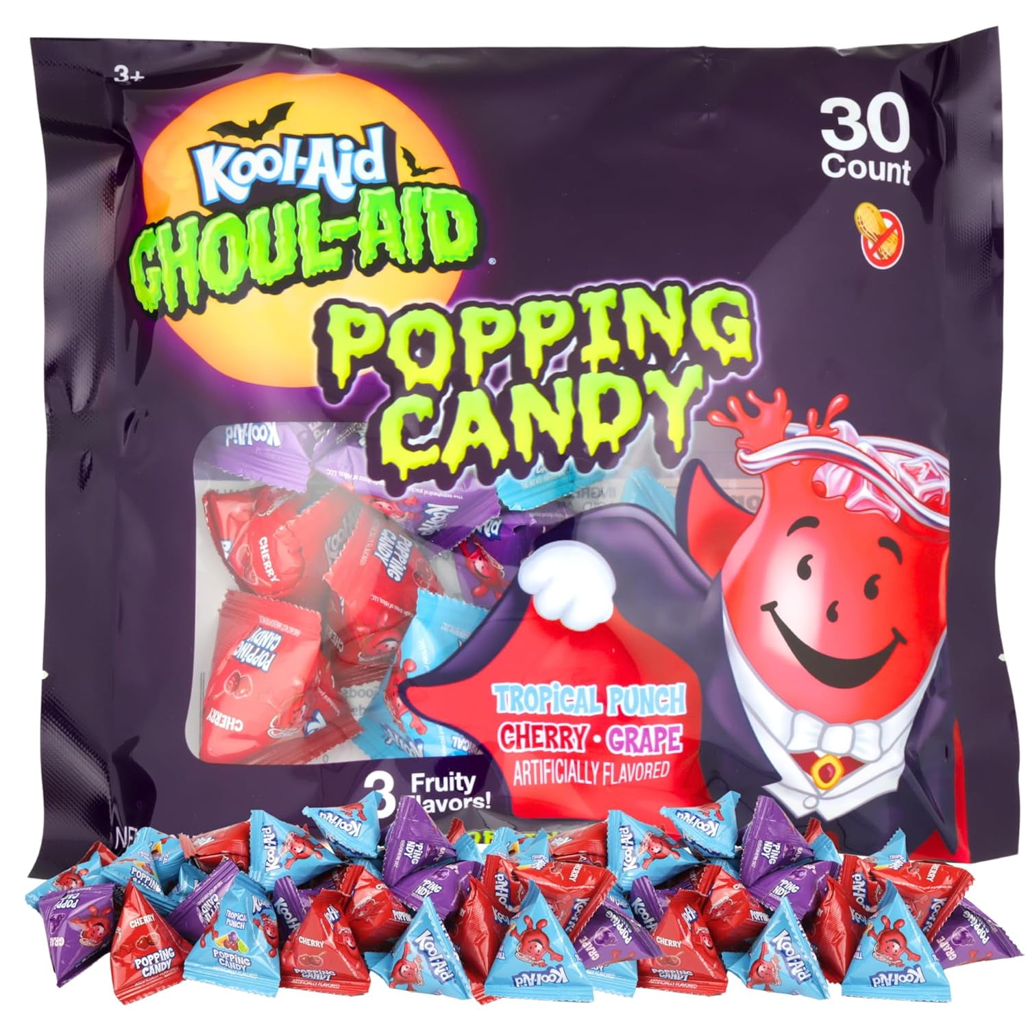 Halloween Ghoul Aid Popping Candy, Individual Packets of Tropical