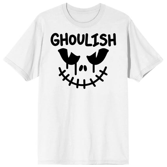 Halloween Ghoulish Monster Face Men's White Graphic Tee-Medium
