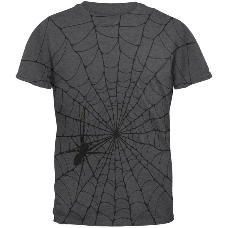 HWY×US/Big Spider Web L/S T-Shirt Halloween Giant House Spider Spider Web All Over Dark Heather