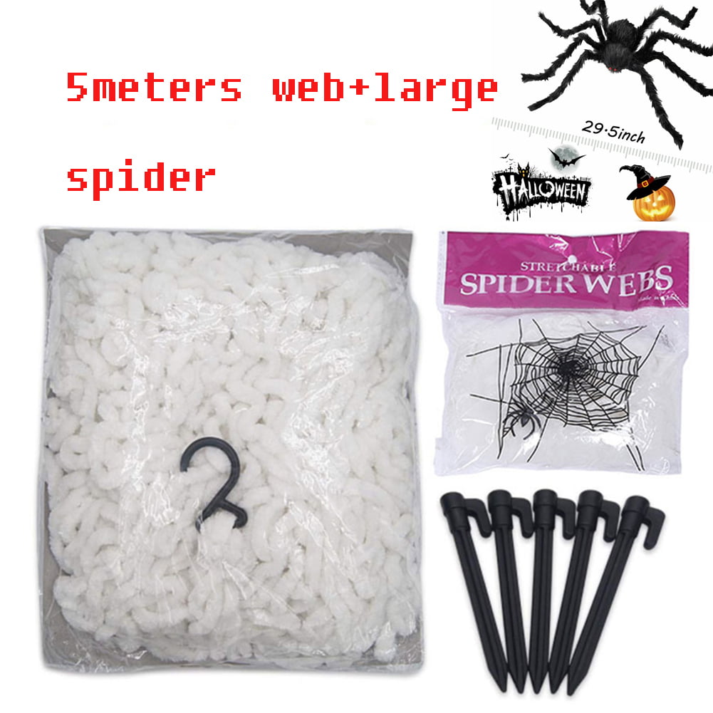 Gadpiparty 39 Pcs Halloween Spider Halloween Party Hairy Spider Web Creepy  Spider Web Giant Cobweb Webbing Halloween Giant Spider Toys for Outside