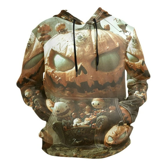 Halloween Giant Pumpkin King Men’s Hoodies Sweatshirt Fleece Jackets Long Sleeve Sweatshirts