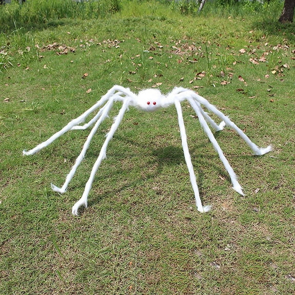 Halloween Giant White Spider Decorations, Realistic Large Scary Spider, Fake Hairy Spider for Halloween Indoor Outdoor Yard Home Party Decorations