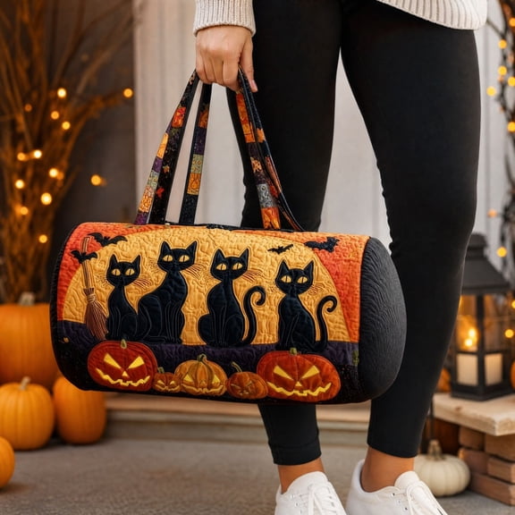 Halloween Gift Bag for Women with Black Halloween Tree and Halloween Pumpkin,16 Inch Spooky Yoga Bag for Autumn Travel,Gift for Her,1 Pack