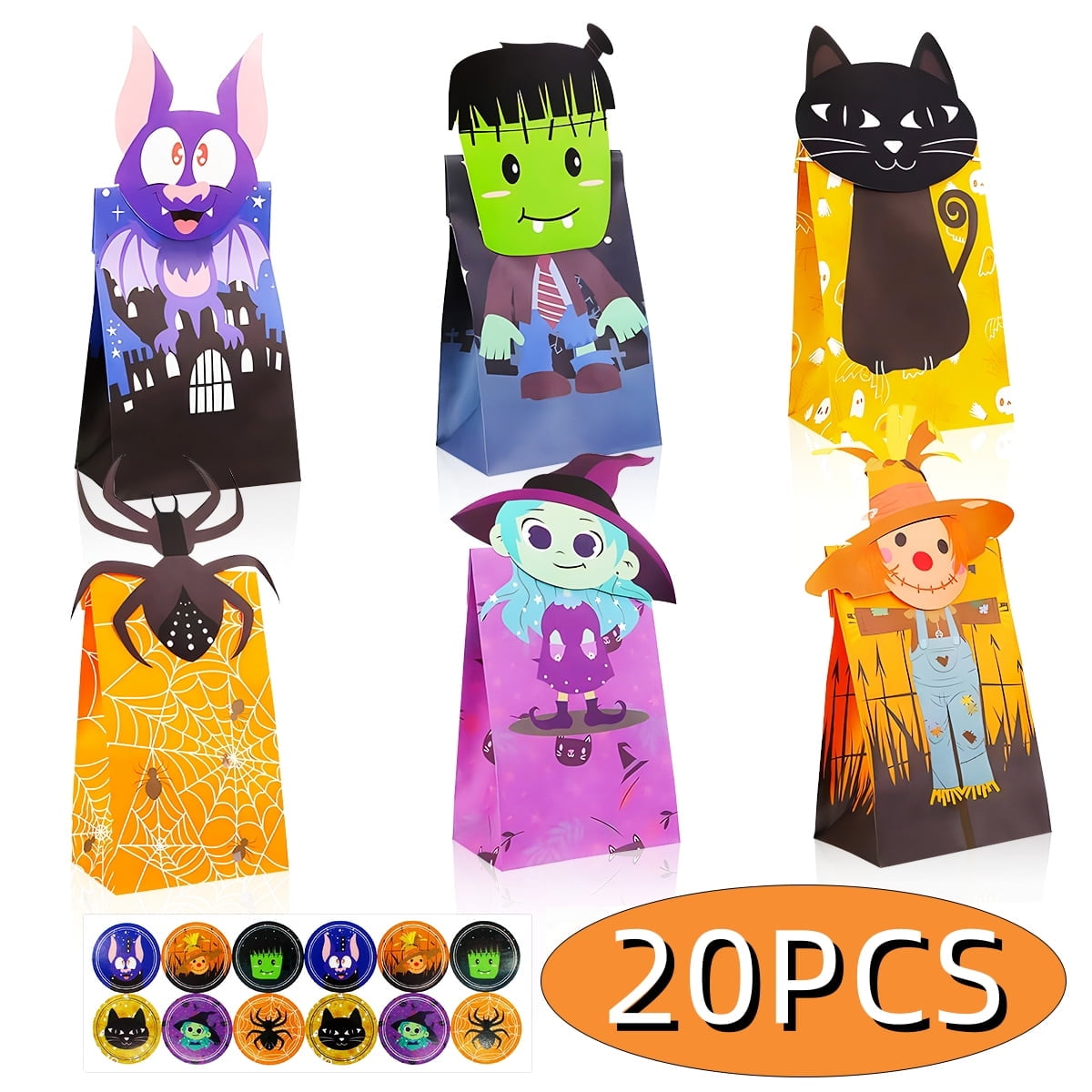 Halloween Gift Bags Treat Bags Halloween Decoration Trick or Treat Goody Gags for Kids for Halloween Party Supplies 20Pcs