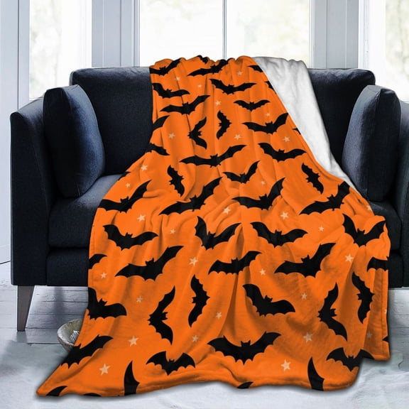 Halloween Gift Blanket,Bat Flannel Throw, Soft Cozy Blanket for Bedroom Sofa Couch Dorm, Spooky Halloween Home Decor 50x40