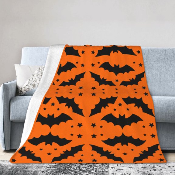 Halloween Gift Blanket,Bat Flannel Throw, Soft Cozy Blanket for Bedroom Sofa Couch Dorm, Spooky Halloween Home Decor 50x40