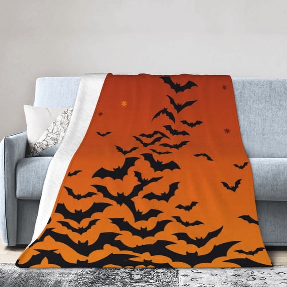 Halloween Gift Blanket,Bat Flannel Throw, Soft Cozy Blanket for Bedroom Sofa Couch Dorm, Spooky Halloween Home Decor 50x40