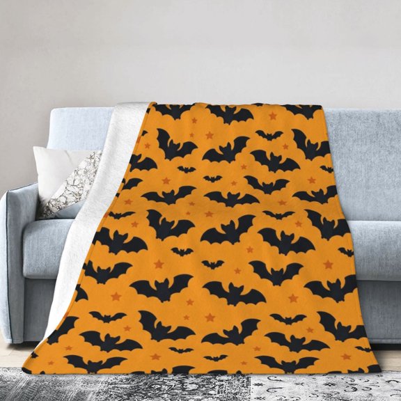 Halloween Gift Blanket,Bat Flannel Throw, Soft Cozy Blanket for Bedroom Sofa Couch Dorm, Spooky Halloween Home Decor 50x40
