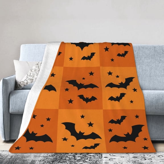 Halloween Gift Blanket,Bat Flannel Throw, Soft Cozy Blanket for Bedroom Sofa Couch Dorm, Spooky Halloween Home Decor 50x40