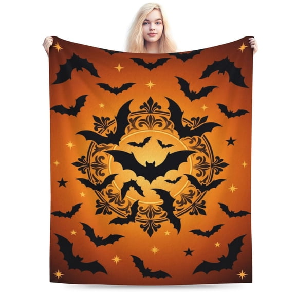 Halloween Gift Blanket,Bat Flannel Throw, Soft Cozy Blanket for Bedroom Sofa Couch Dorm, Spooky Halloween Home Decor 50x40