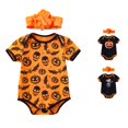 thumbnail image 1 of Halloween Gift for Halloween Baby Bodysuit Set for Daily Wear and Parties Featuring Short Sleeve Romper with Hair Accessories for Girls Seasonal Comfort and Easy Care Orange 0-3 Months, 1 of 8