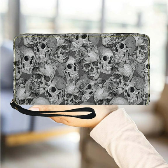 Halloween Gift Scary Sugar Skull Designer Girl Long Wallet Card Holder Casual Travel Clutch Wallets My Clip Drop Ship