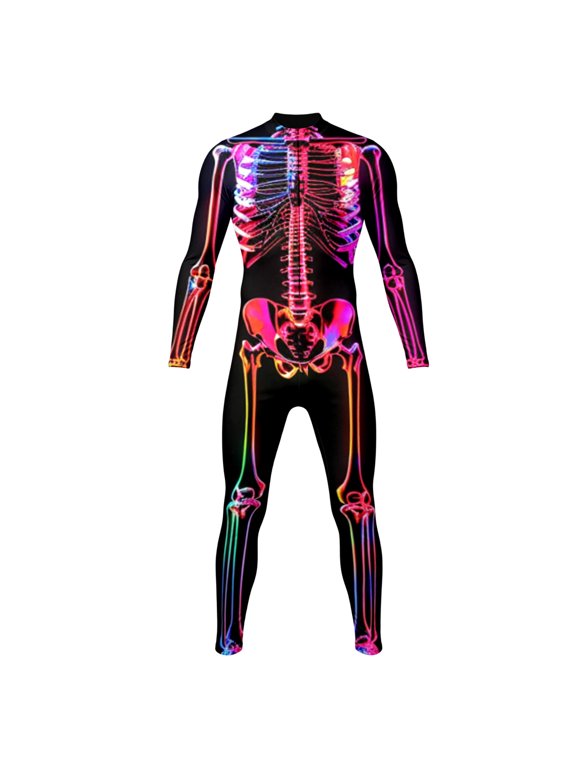Halloween Gift for Big Kid Boys Halloween Skeleton Romper for Daily Play Stage Jump Suit with Zip Front Ideal for 7-14 Years Black 11-12 Years