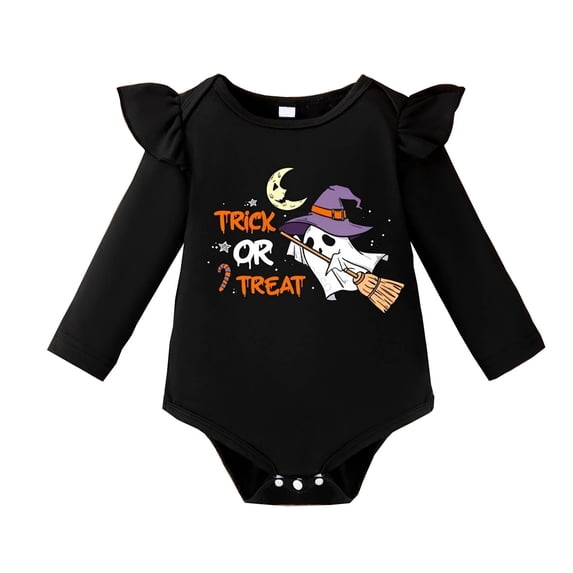 Halloween Gift for Toddler Girls Bodysuits Long Sleeve Halloween Pumpkin Ghostface Romper for and Toddlers Grey 18-24 Months