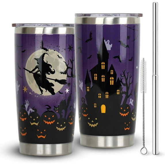 Halloween Gifts For Women-20oz Halloween Tumbler With Lid and Straw-Goth Witch Stainless Steel Insulated Tumblers Travel Mug Coffee Cup-Gifts For Girl