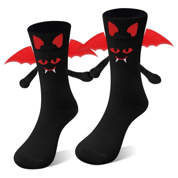 Funny Halloween Magnetic Holding Hands Socks for Men Women Teen Boys - Hand in Hand Bats Ghost Spooky Fun Novelty Crazy Funky Silly Crew Cool Matching Costumes Socks - Halloween Gifts