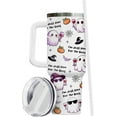 thumbnail image 1 of Halloween Gifts for Women Men, Black Spooky Tumbler 40 Oz With Handle and Straw, Neon Halloween Item Stainless Steel Vacuum Insulated Cup, Funny Halloween Decorations Gifts, 1 of 5