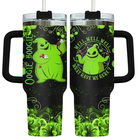 Halloween Gifts for Women Men Boys Girls, Black Spooky Boo Tumbler 40 Oz With Handle and Straw, Cute Halloween Ghost Stainless Steel Vacuum Insulated Cup, Funny Halloween Decorations Gifts
