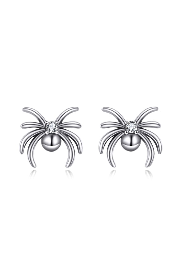 Halloween Gifts for women Sterling Silver Spider Stud Earrings Spiderman Jewelry Birthday Christmas for Men Mom Friends (White Spider Stud)