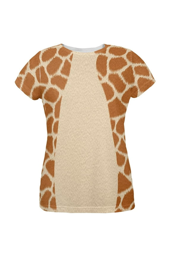 Halloween Giraffe Costume All Over Womens T Shirt Multi 2XL