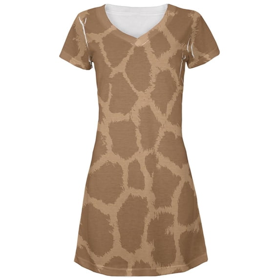 Halloween Giraffe Pattern Costume All Over Juniors Beach Cover-Up Dress Multi MD
