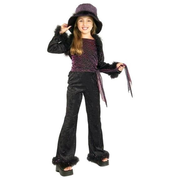 Halloween Girls Chic Diva Purple & Black Velvet Costume Small (4-6)