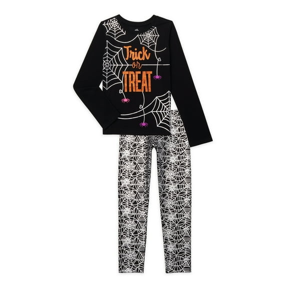 Halloween Girls Graphic Top and Leggings Outfit Set, 2-Piece, Sizes 4-18