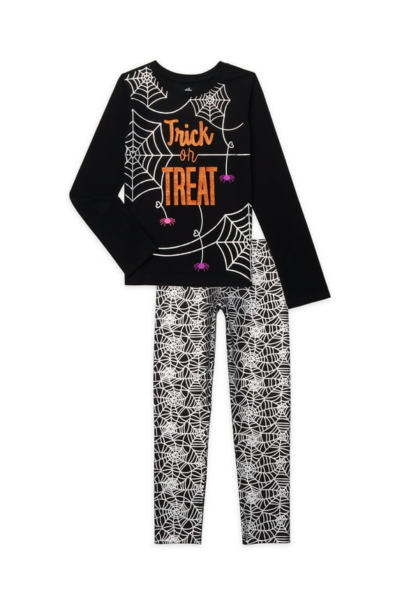 Girls Graphic Top and Leggings Outfit Set, 2-Piece, Sizes 4-18