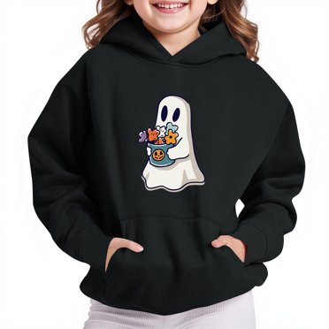 Halloween Girls Hoodies Size 7-8 Graphic Boys And Girls Casual Long Sleeve Hoodies Cute Oversized Fleece Pocket Sweatshirt Tops