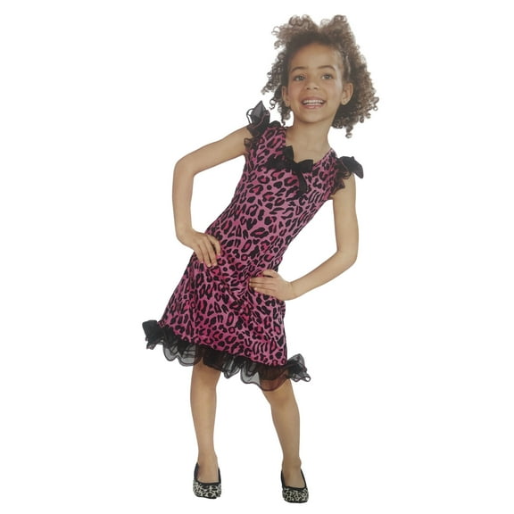 Halloween Girls Kitty Kat Cat Leopard Print Dress Costume Large (10-12)