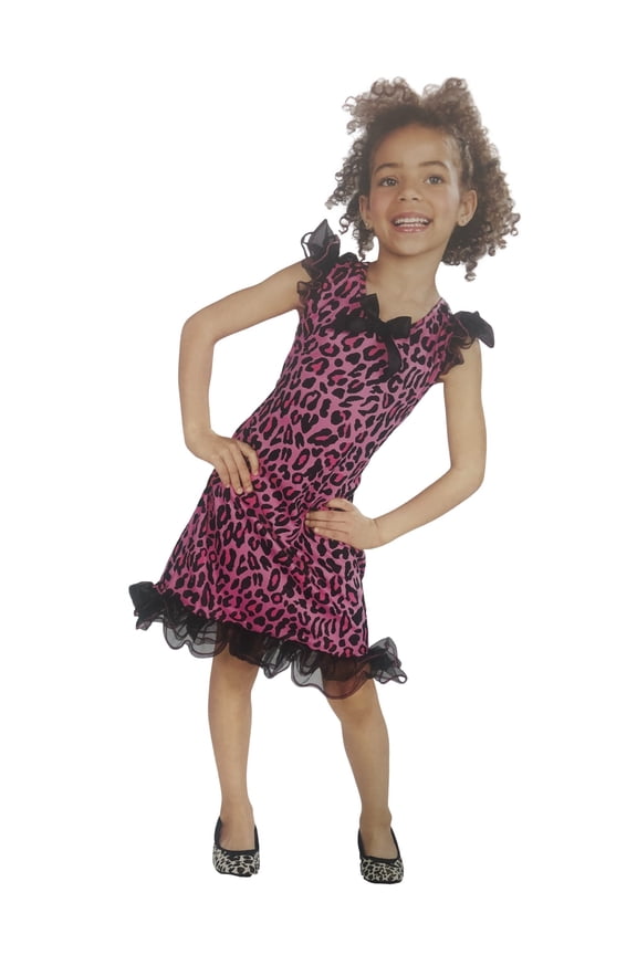 Girls Kitty Kat Cat Leopard Print Dress Costume Large (10-12)